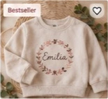Kindersweater mit Name und Blumenkranz
